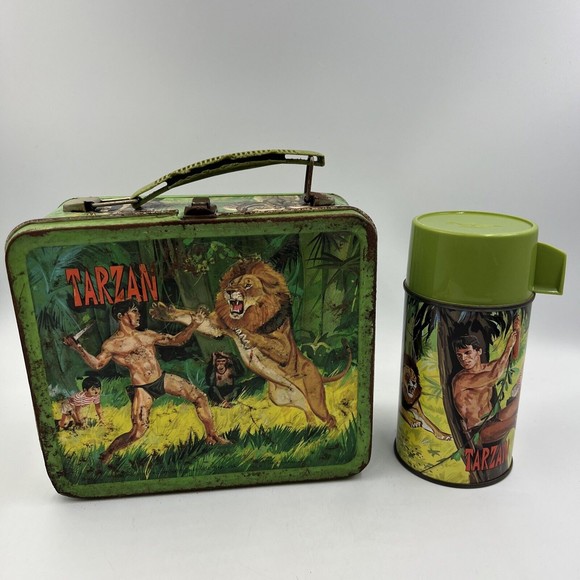 Aladdin Industries Other - Vintage 1966 Tarzan Metal Lunch Box Aladdin Industries w/ Thermos READ